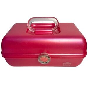 Caboodles Makeup Case Girls Large Pink Vintage 90s Cosmetic Organizer Tiered